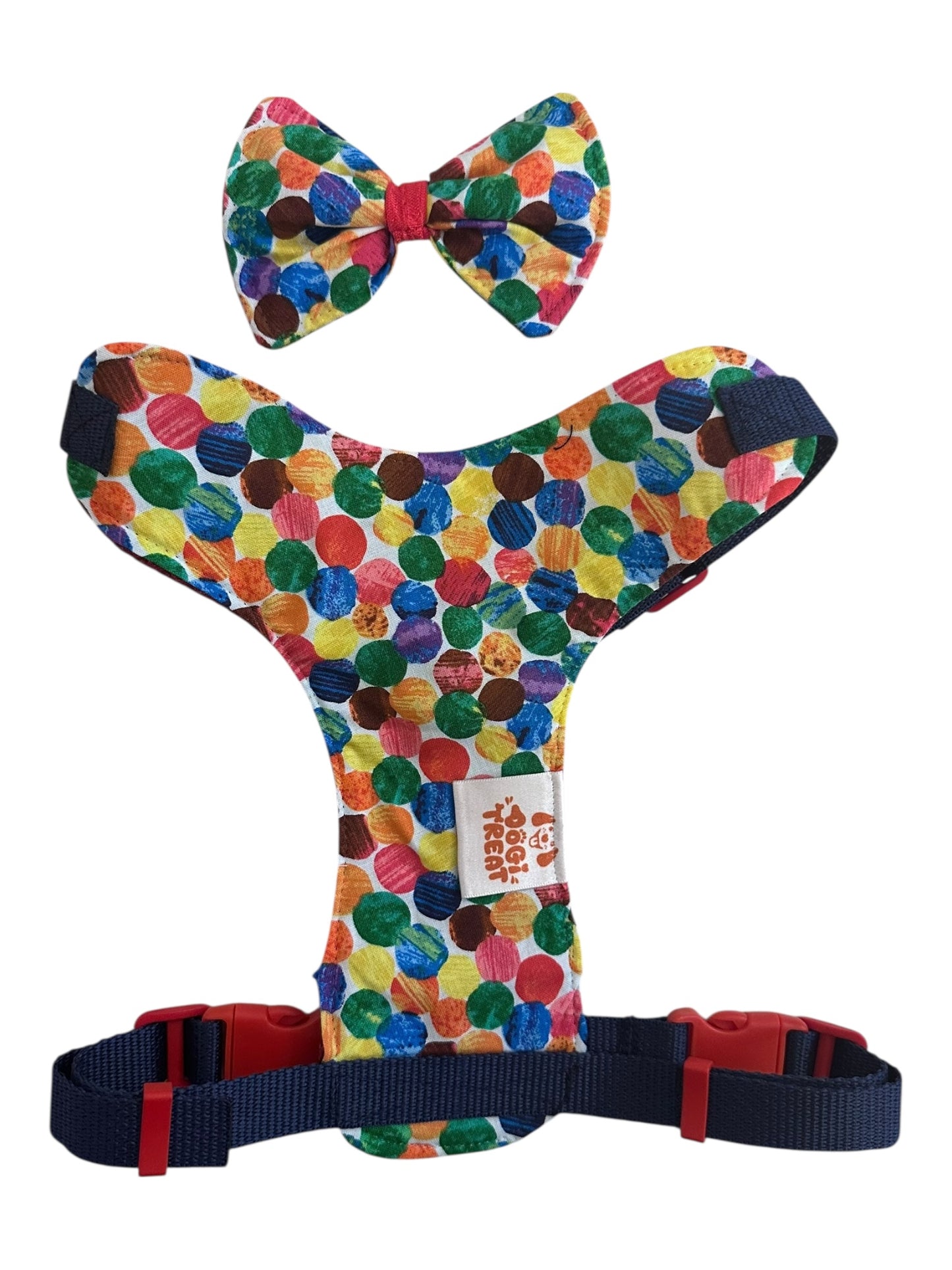 Colorful Polka Dot Dog Harness-Adjustable, Comfortable & Stylish
