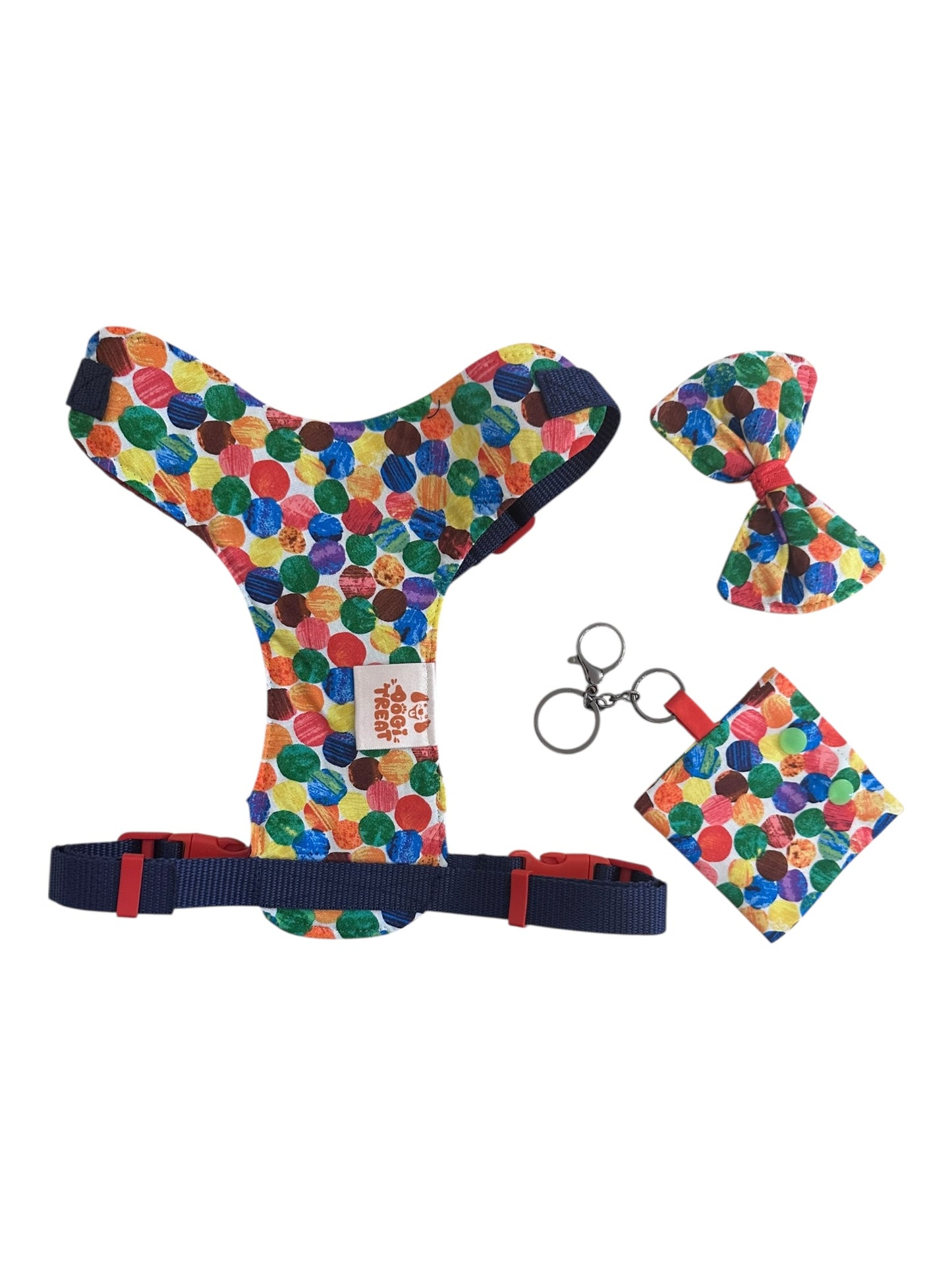 Colorful Polka Dot Dog Harness-Adjustable, Comfortable & Stylish