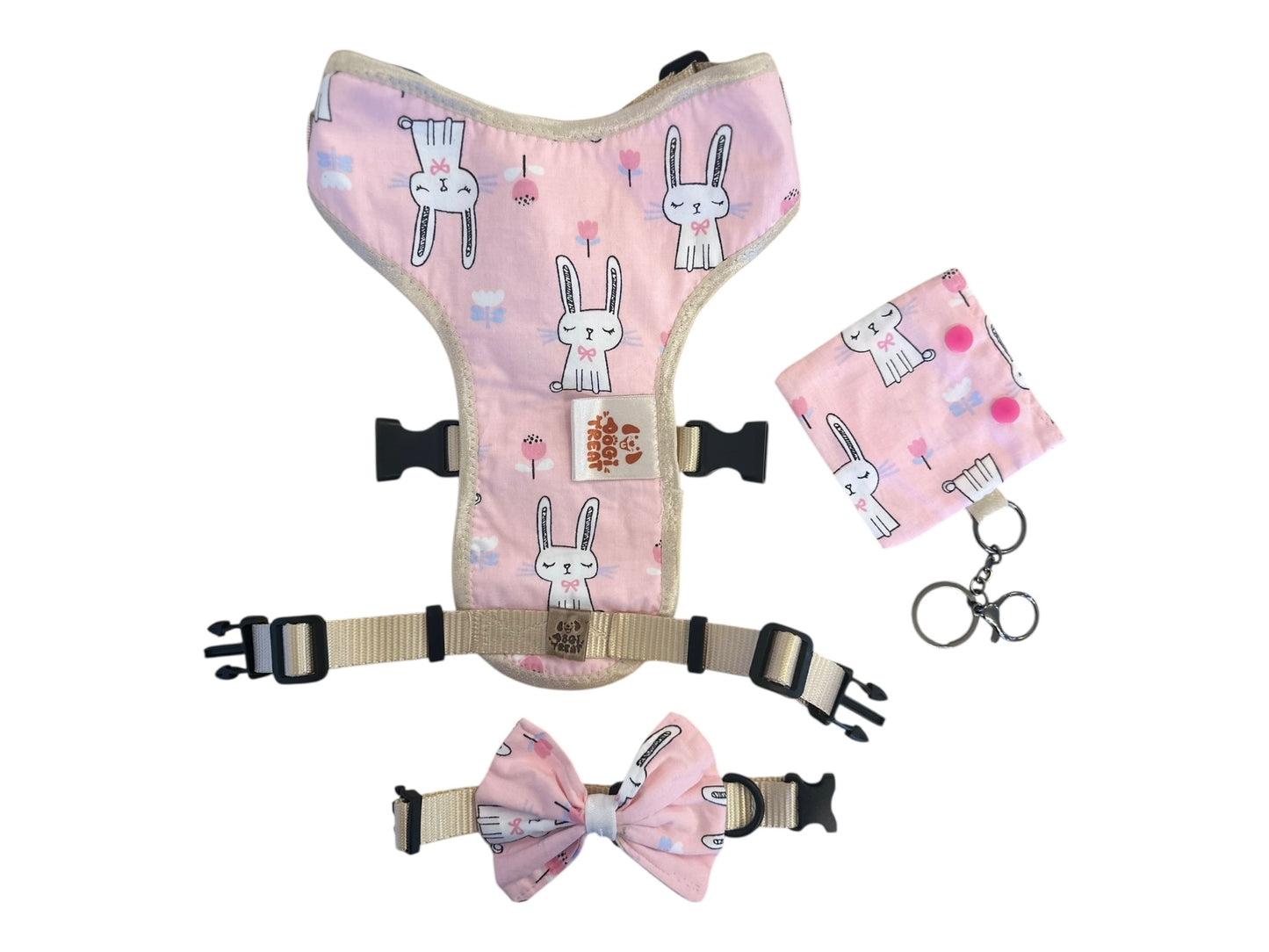 Cute Bunny Print Dog Harness – Adjustable, Comfortable & Stylish