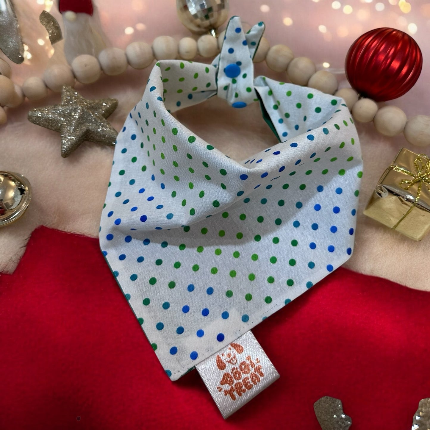 Polka Dots - Green and Blue Bandana