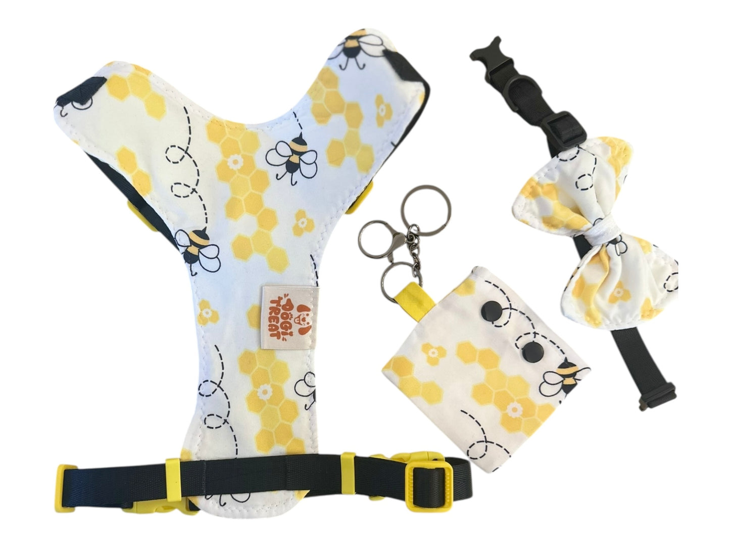 Bee Print Dog Harness – Adjustable, Comfortable & Stylish