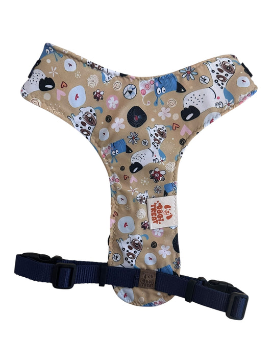 Cartoon Dog Print Harness-Adjustable, Comfortable & Stylish