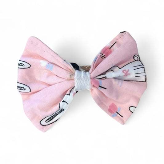 Pink Bunny Print Dog Bow Tie-Cute Collar Accessory