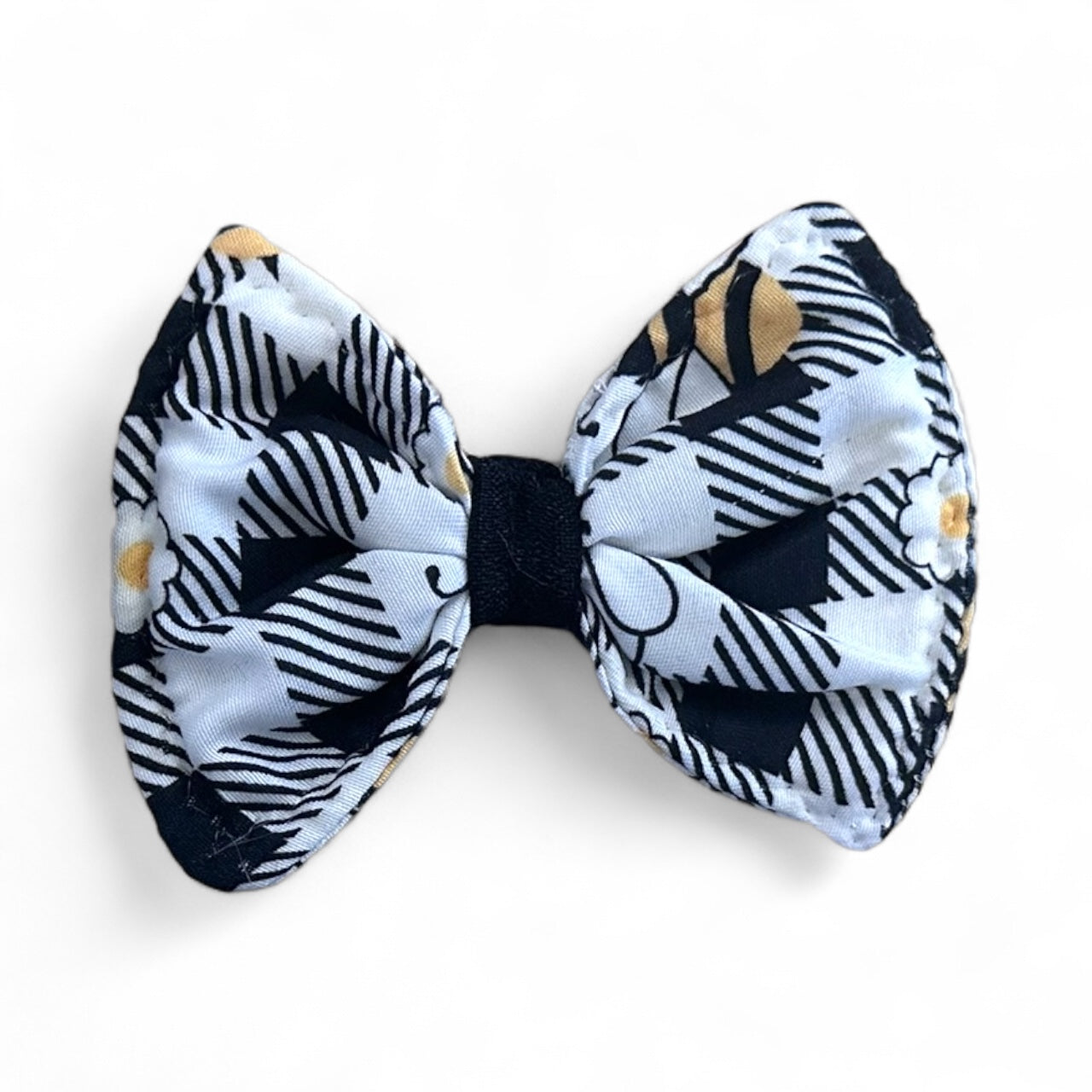 Black & White Geometric Floral Dog Bow Tie-Modern Collar Accessory