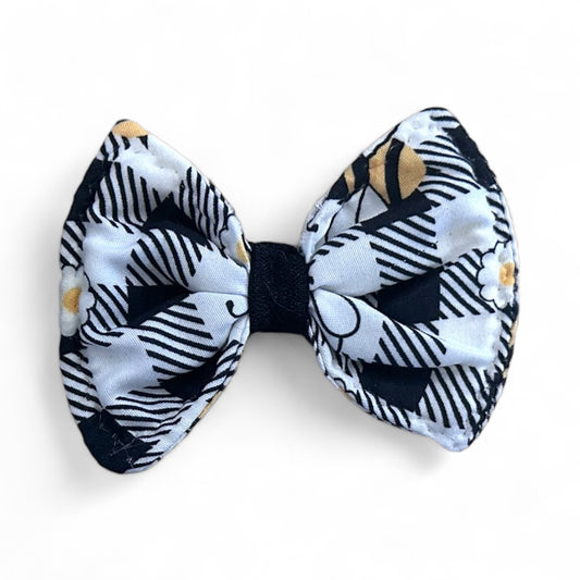 Black & White Geometric Floral Dog Bow Tie-Modern Collar Accessory