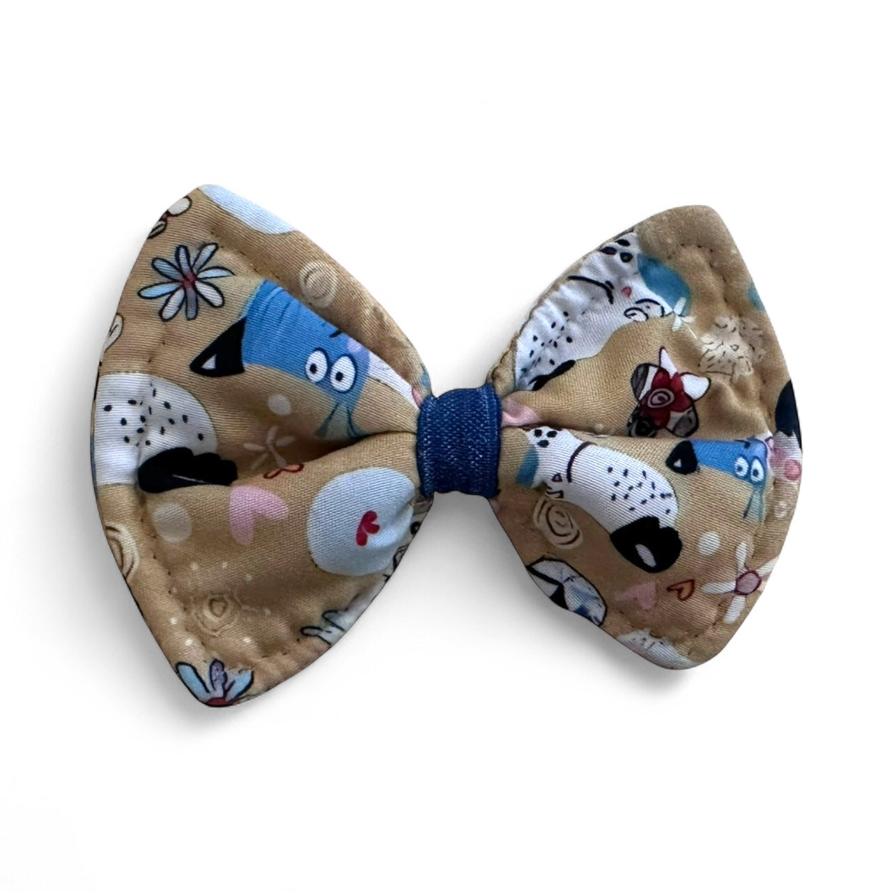 Cartoon Dog Print Bow Tie-Tan Collar Accessory
