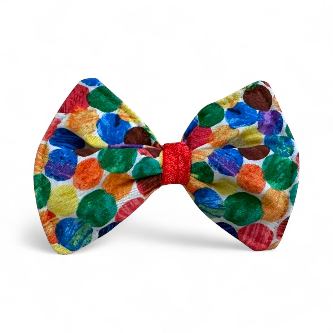 Rainbow Polka Dot Dog Bow Tie-Colorful Collar Accessory