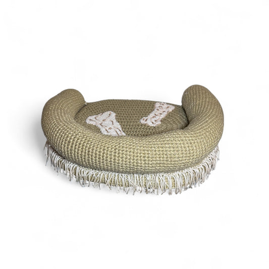 Handmade Crochet Dog & Cat Bed with Bone Design