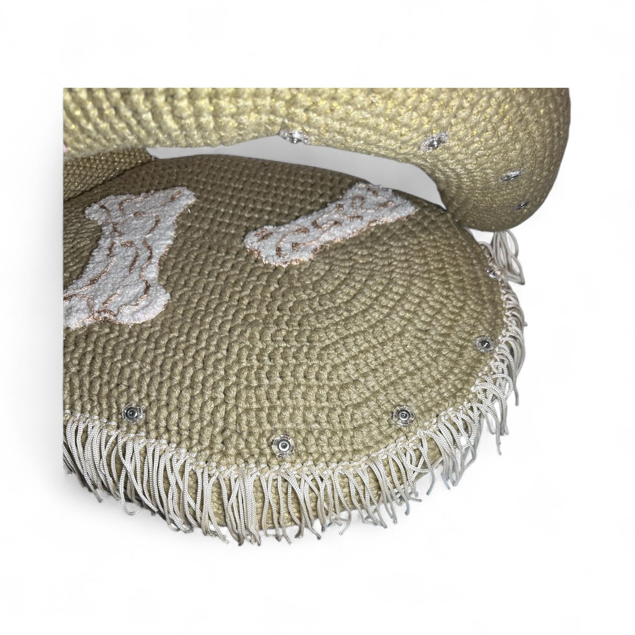 Handmade Crochet Dog & Cat Bed with Bone Design