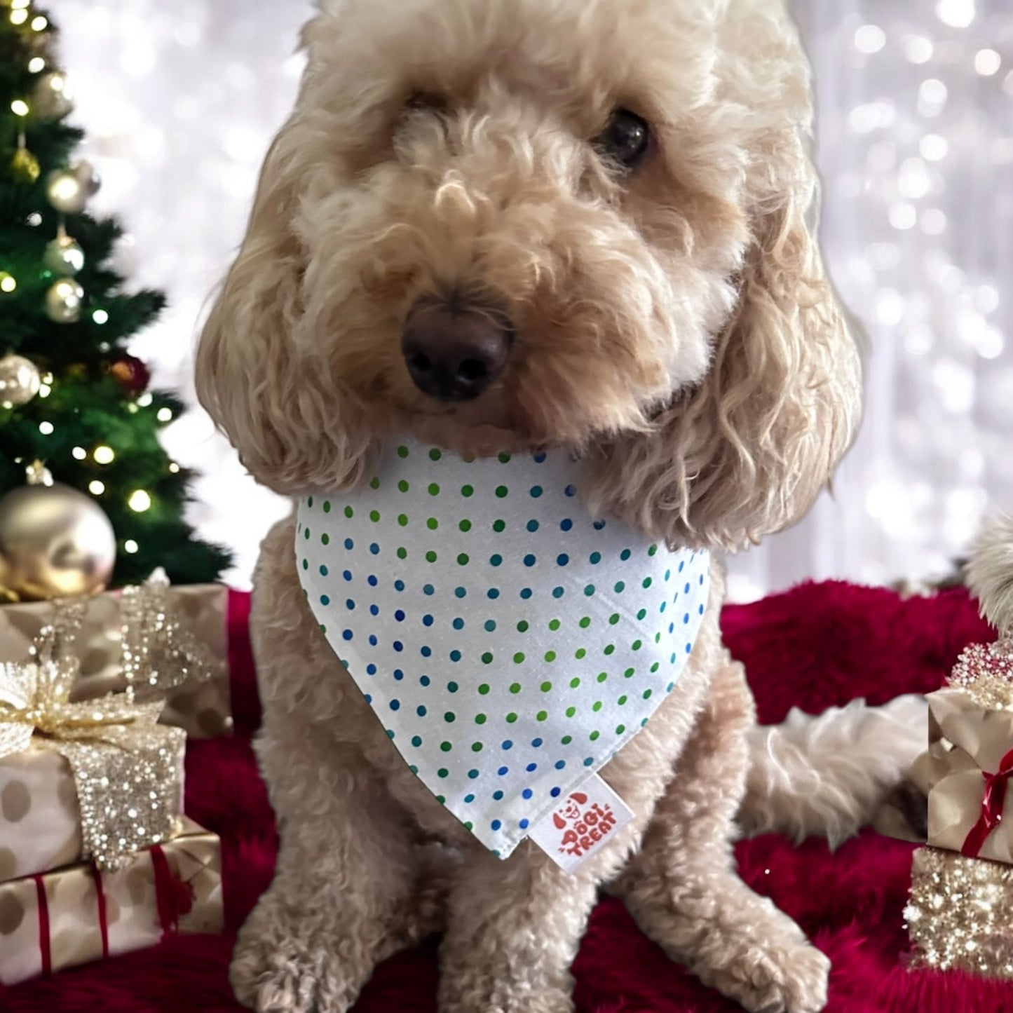 Polka Dots - Green and Blue Bandana